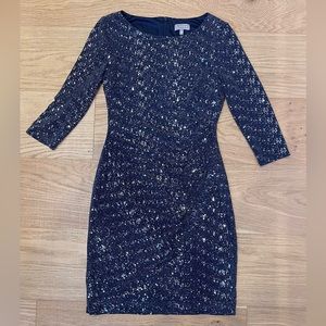 Holiday party dress! Navy with silver sparkle, sz 12.